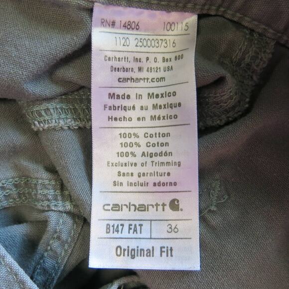 CARHARTT Cargo Work Casual Shorts Size 36 Men Original Fit Logo Cotton Gray - Picture 9 of 11